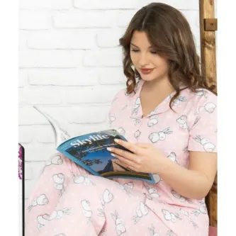 BAV Butik Ayvitrin Kadın Gömlek Yaka Önden Düğmeli Pijama Takımı görsel 1