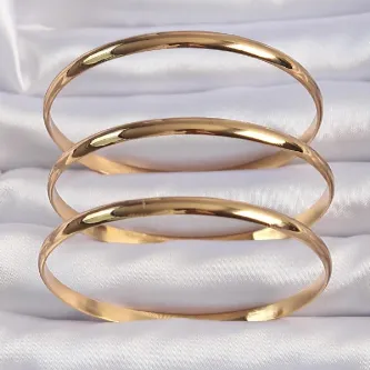 BUTİK AYVİTRİN 316L Çelik Gold Renk 3lü Ajda Bilezik Seti görsel 1
