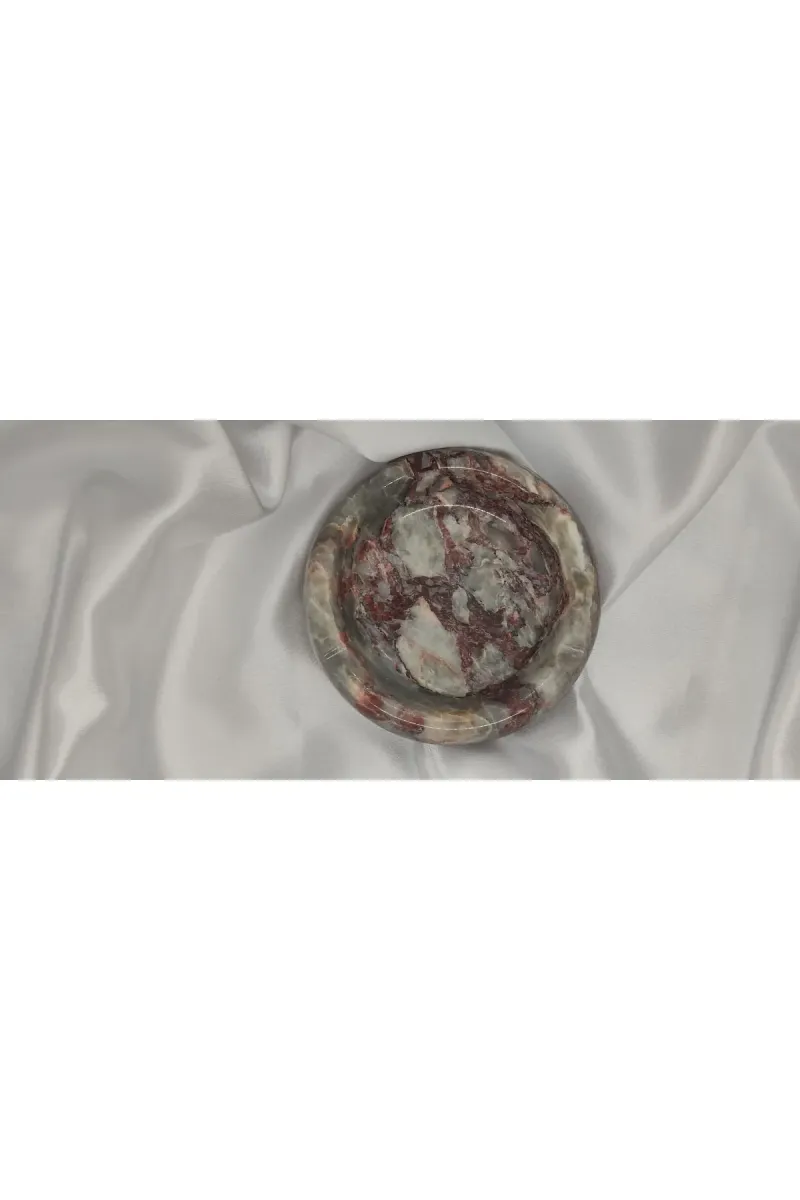 Pergamon Yuvarlak Mermer Küllük Kül Tablası Eskişehir Süpren Taşı görsel 2
