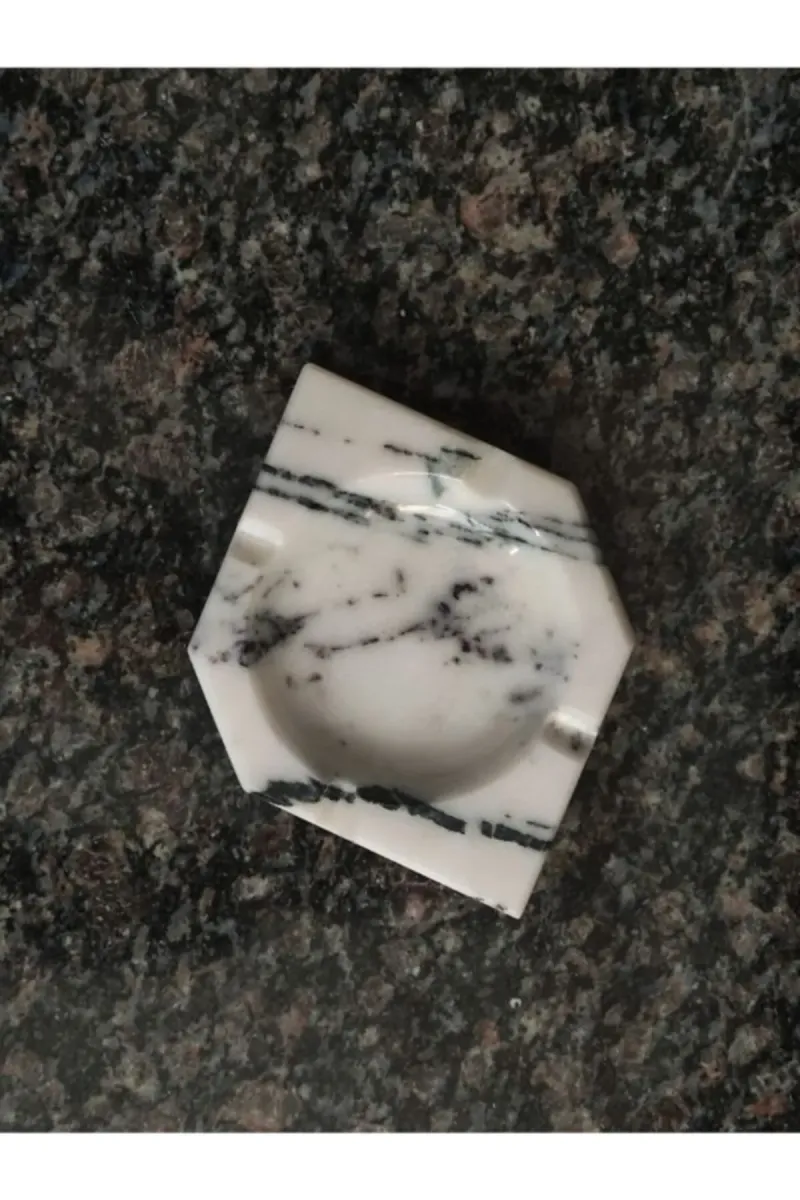 Pergamon Leylak Üçgen Mermer Küllük Gerçek Mermer Tek Adet görsel 2
