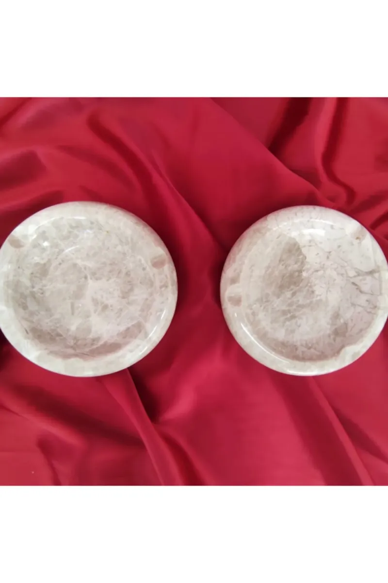 Pergamon Bej Mermer Yuvarlak Küllük Kül Tablası Tek Adet görsel 5