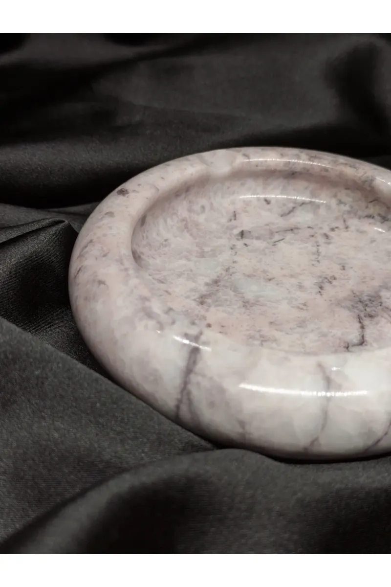 Pergamon 3 Cm Kalınlık Gerçek Mermer Küllük Kül Tablası Retro Tasarım görsel 3