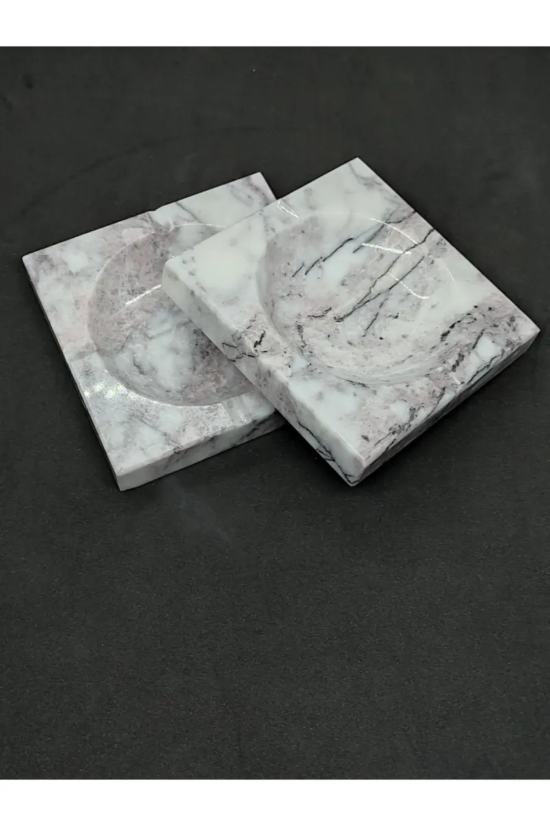 Pergamon Lilac (Leylak) Mermer Küllük 2'li Set Kül Tablası görsel 4