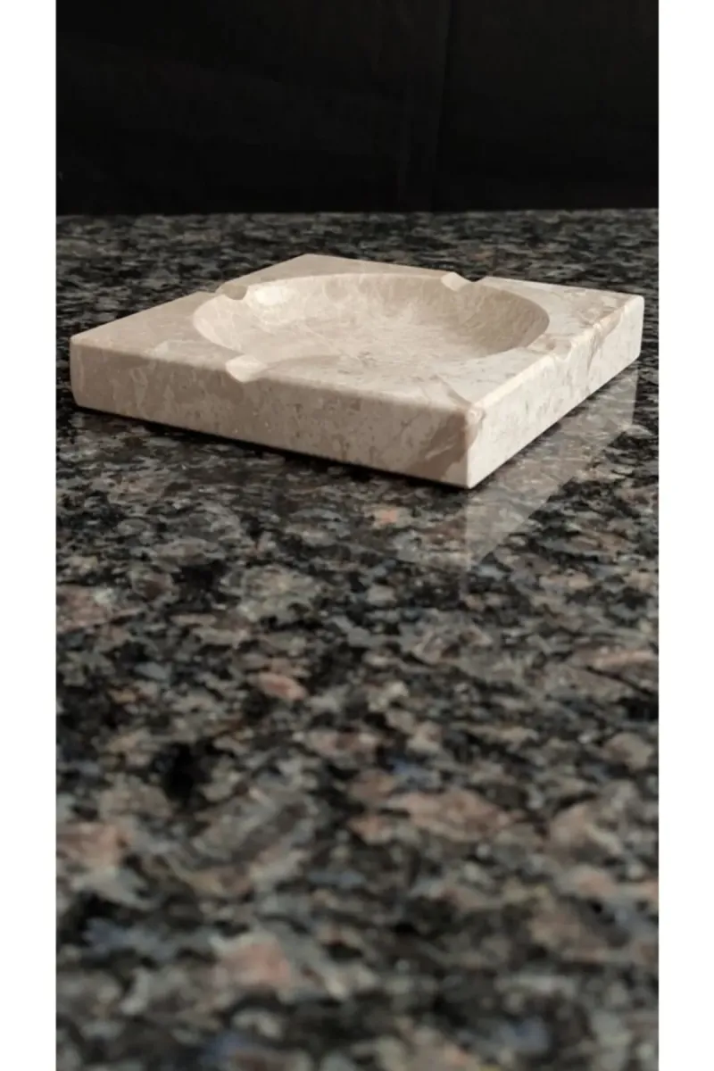 Pergamon Bej Mermer Küllük Kül Tablası Tek Adet görsel 2