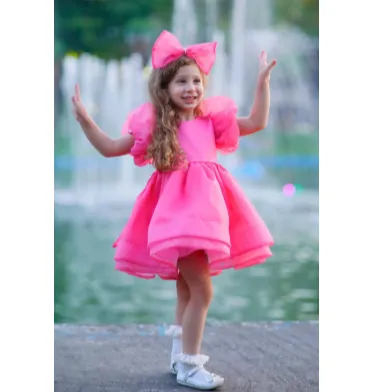 Melek Golden KIZ ÇOCUK ABİYE KIZ ÇOCUK ELBİSE KIZ ÇOCUK DÜĞÜN ELBİSE KARPUZ KOL KAROLİN görsel 1