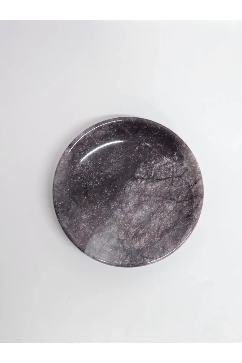 Pergamon Gerçek Mermer Katı Sabunluk El Yapımıdır Tamamen Doğal Mermer Koyu Leylak mor rengi görsel 2