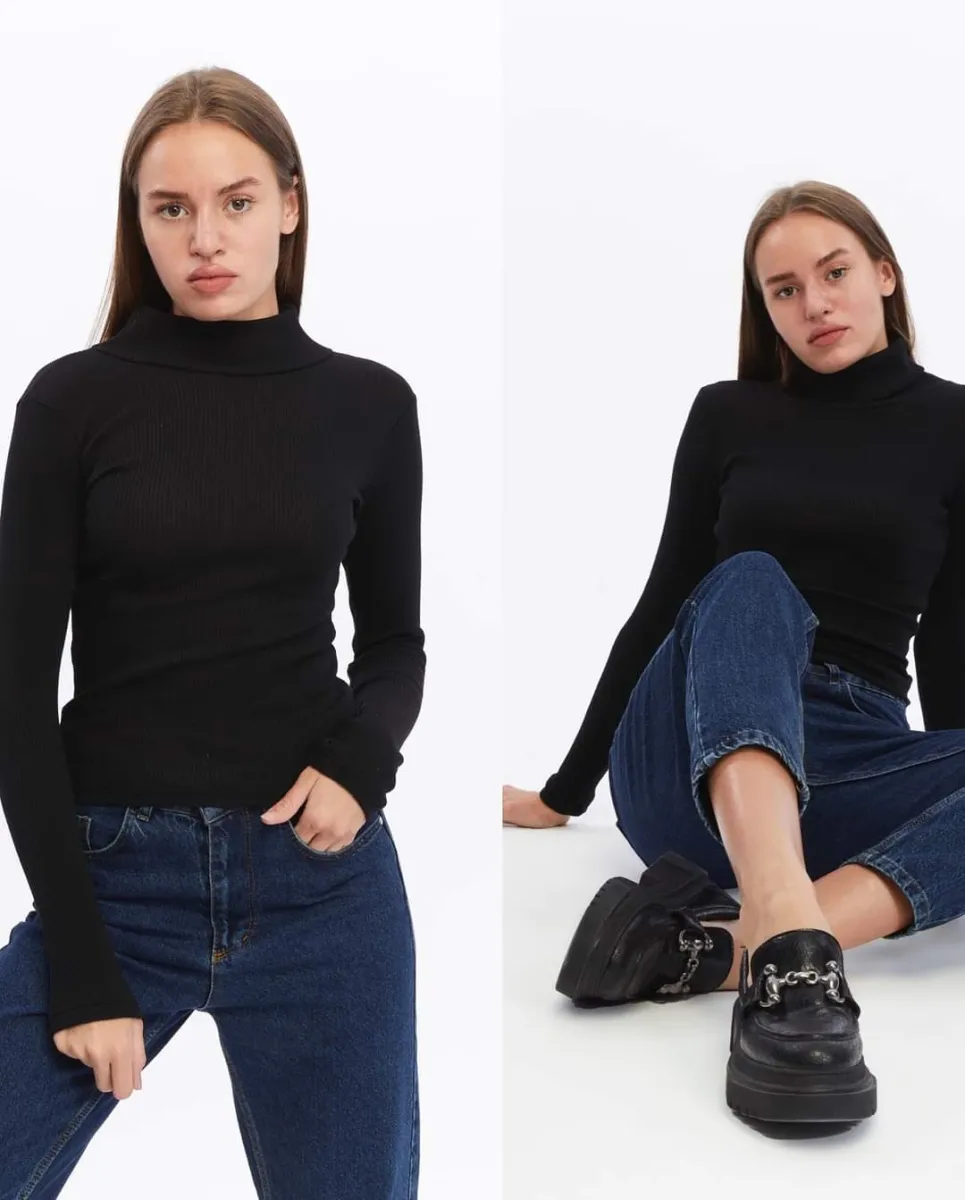 BUTİK AYVİTRİN Unisex Yarım Balıkçı Yaka Body görsel 3