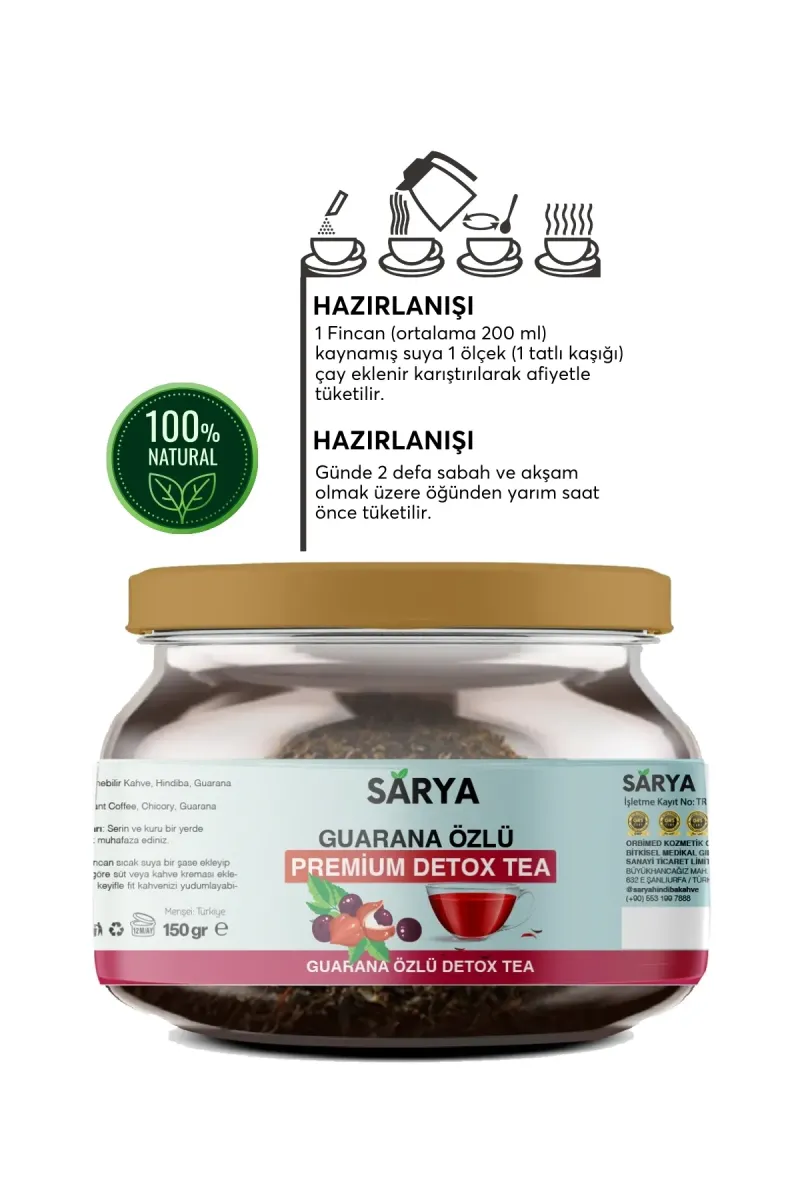 SARYA COSMETİC 2 Adet Guarana Özlü Premium Detox Tea 2 x 150 gr görsel 2