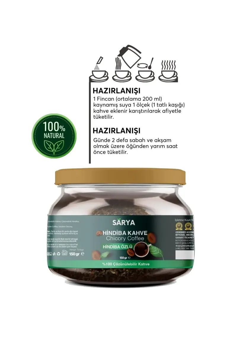 SARYA COSMETİC 2 Adet Hindiba Kahve 2x 150 Gr 2 Adet Hindiba kahve görsel 2