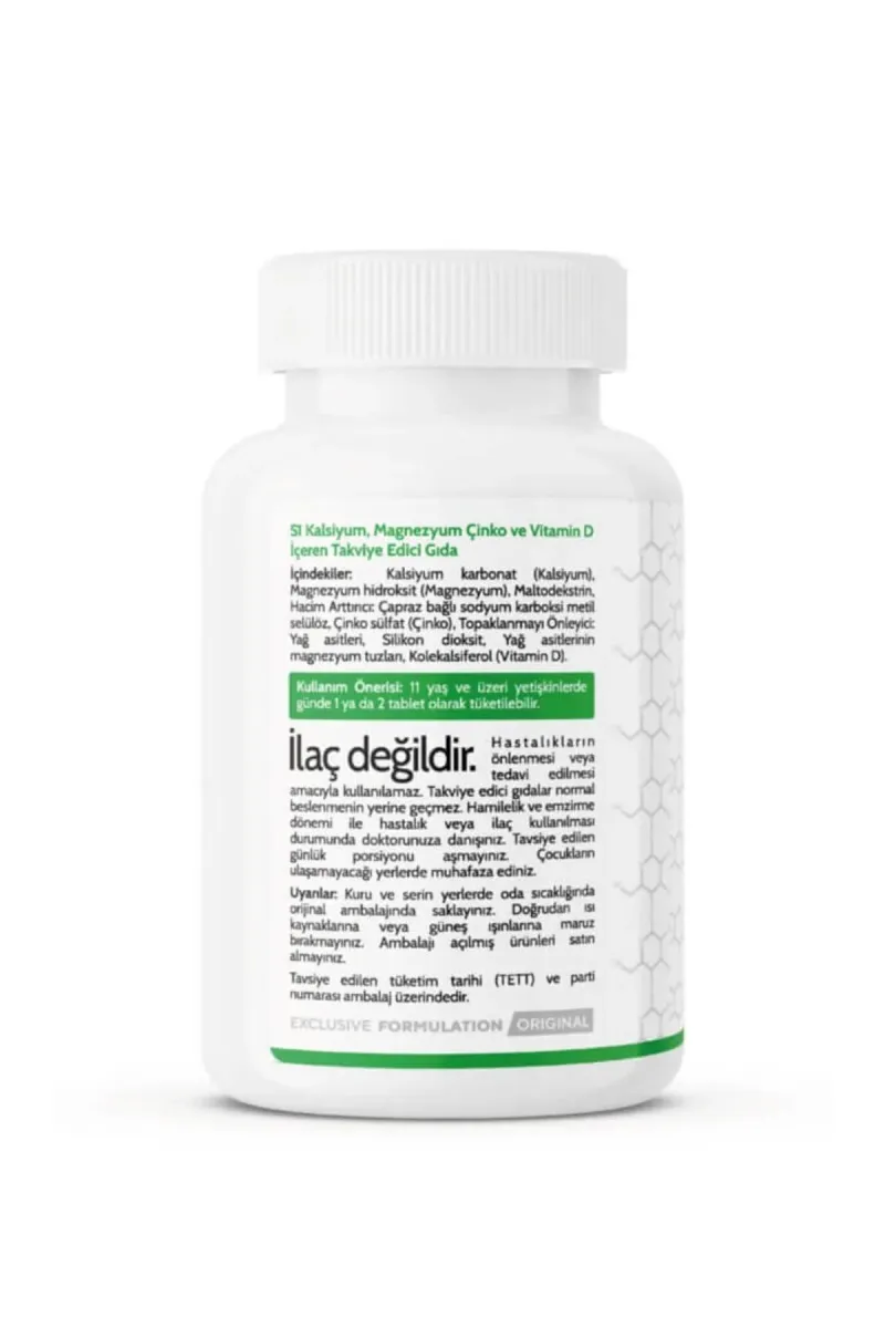 SARYA COSMETİC S1™ Kalsiyum, Magnezyum, Çinko ve Vitamin D 60 Tablet Gıda Takviyesi Kemik Sağlığı (Cal,Mag,Zn,VitD) görsel 3