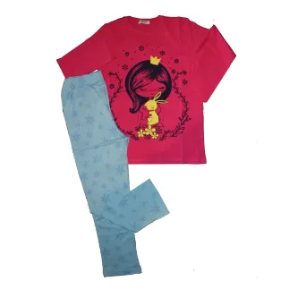 VİTRİN24 Newteam Desenli Uzun Kollu Pantolonlu Kız Çocuk Pijama Takımı 4105 görsel 1