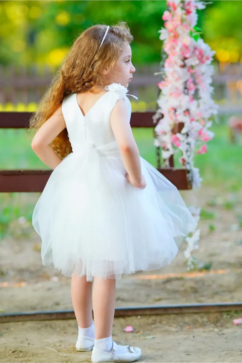 Melek Golden KIZ ÇOCUK ABİYE KIZ ÇOCUK ELBİSE KIZ ÇOCUK DÜĞÜN ELBİSE omuz çiçekli görsel 7