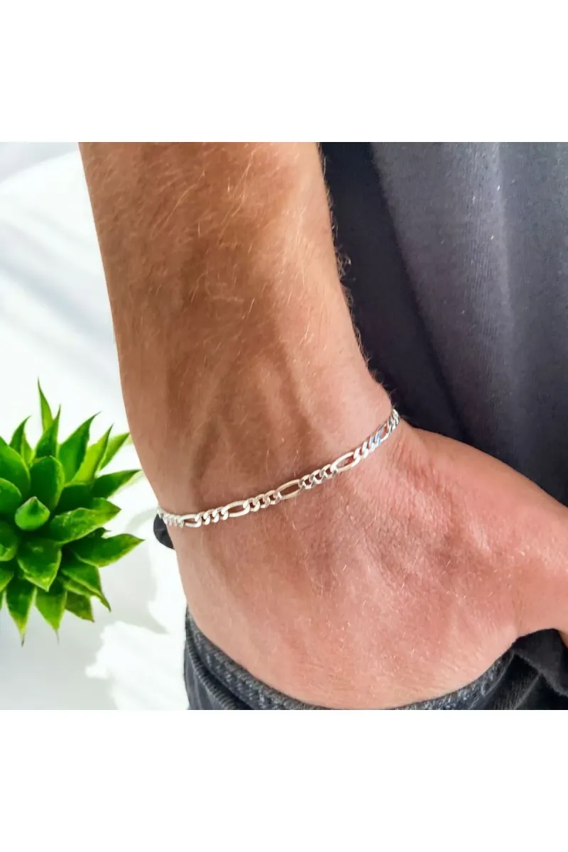 ZEY GÜMÜŞ 4 Mm Figaro Zincir Bileklik 925 Ayar Gümüş görsel 2