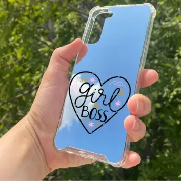 Exporanto Samsung S21 Plus Uyumlu Aynalı Girl Bos Desenli Darbe Kamera Korumalı Silikon Telefon Kılıfı