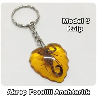 Tesbih Sakarya Akrep Fosilli - Toz Kehribar Anahtarlık -  Model 3
