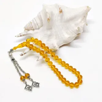 Tesbih Sakarya Ateş Kehribar / Sıkma Kehribar Tesbih - Bilek Boy - Küre Kesim - 15 farklı Renk mevcuttur - Şeffaf Portakal
