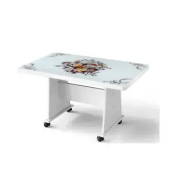 Sivas Gözde Mobilya Ekonomik Tekerlekli Camlı Orta Sehpa 103X63X60Cm