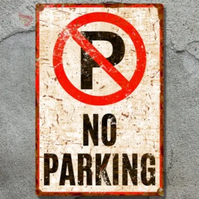 No Parking Pas Görünümlü Metal Uyarı Levhası - Park Etmek Yasaktır Vintage Tabela - 20cm X 30cm
