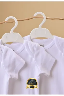 Huggy Mommy Premium %100 Organik Pamuk Beyaz Kısa Kol Bebek Body Zıbın Çıtçıtlı Bebek Badi 3'lü Set - Hediyeli