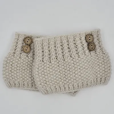 El Örgüsü Bej Bot Manşeti (Boot Cuffs)
