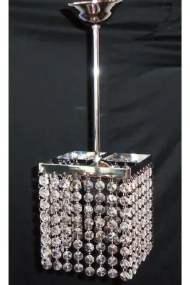Tekay Aydınlatma Kare Taşlı Avize Metal Krom Islelet Genişlik: 15 Cm