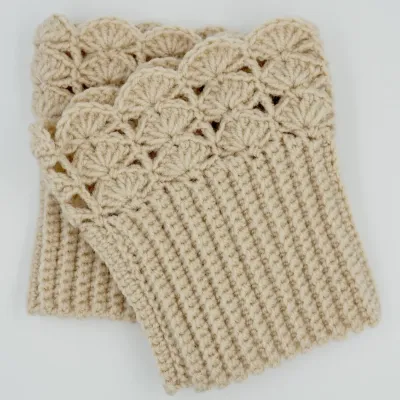 El Örgüsü Krem Bot Manşeti (Boot Cuffs)
