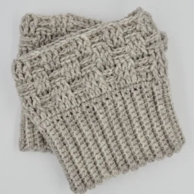 El Örgüsü Gri Bot Manşeti (Boot Cuffs)