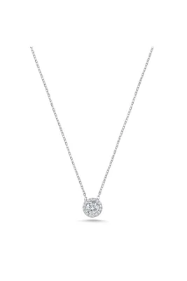 Eyelashes Silver 925 Ayar Gümüş Halo Tektaş Zirkon Taşlı Kolye