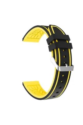 MarkaCase Garmin Vivoactive 4 için Silikon Kordon 22MM - Siyah/Sarı