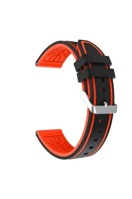 MarkaCase Huawei Watch Gt 2 46mm Için Silikon Kordon (22MM) - Siyah/Turuncu