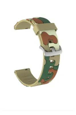 MarkaCase Garmin 245-245 Music Için Uyumlu Kamuflaj Silikon Saat Kordonu 20mm - Açık Kahverengi Kamuflaj