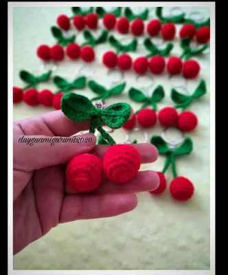 Amigurumi kiraz anahtarlık aksesuar hediyelik