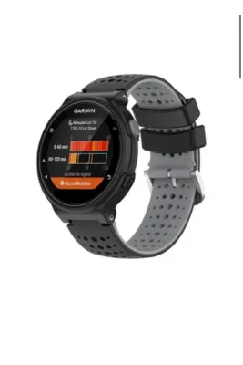 MarkaCase Garmin Forerunner 735XT Uyumlu Silikon Kordon - Gri/Siyah