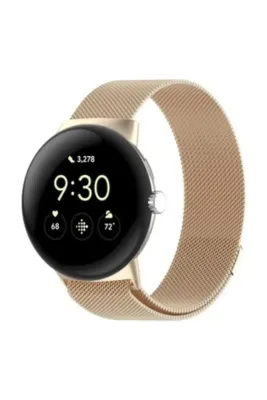 MarkaCase Google Pixel Watch Uyumlu Milanese Paslanmaz Çelik Metal Saat Kordonu - Vintage Gold