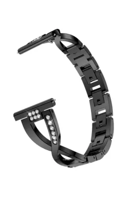 MarkaCase Fossil Watch Gen 6 Için Pırlanta Görünümlü Taşlı Fantezi Kordon Siyah
