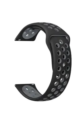 MarkaCase Fossil Watch Gen 6 Için Delikli Spor Kordon Siyah Gri