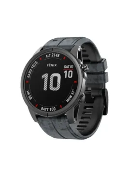 MarkaCase Garmin Fenix  5 -5 plus Pro (22MM) Kamuflaj Silikon Saat Kordonu - Antrasit Kamuflaj