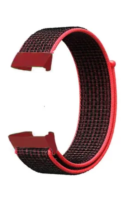 MarkaCase Fitbit Charge 3 Için Dokuma Kordon Fosforlu Pembe