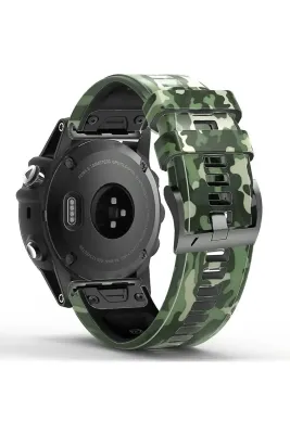 MarkaCase Garmin apporach 60-62 (22mm) Kamuflaj Silikon Saat Kordonu - Yeşil Kamuflaj