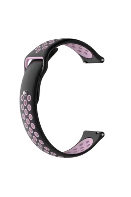 MarkaCase Fossil Watch Gen 6 Için Delikli Spor Kordon Siyah Pembe