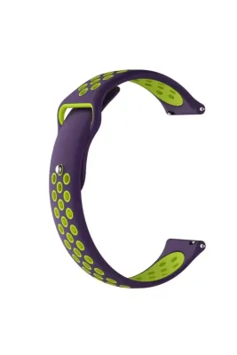 MarkaCase Fossil Watch Gen 6 Için Delikli Spor Kordon Mor Yeşil