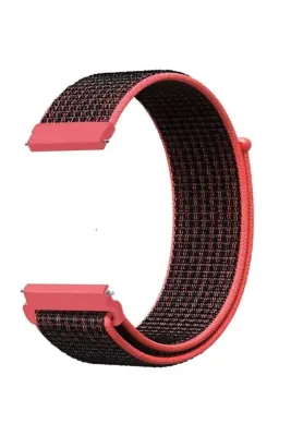 MarkaCase Fossil Watch Gen 6 Uyumlu Dokuma Kordon Siyah Fosforlu Pembe