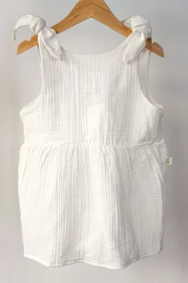 O&G Collection Kız Bebek / Çocuk %100 Pamuklu Sırt Düğme Detaylı Müslin Elbise