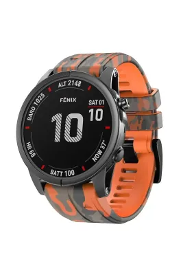 MarkaCase Garmin enduro - enduro 2 - endurogps  (26MM) Kamuflaj Silikon Saat Kordonu - Turuncu Kamuflaj