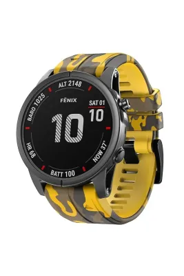 MarkaCase Garmin Descent MK1 Quick (26MM) Kamuflaj Silikon Saat Kordonu - Sarı Kamuflaj