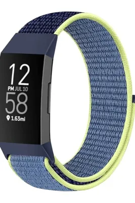 MarkaCase Fitbit Charge 6 İçin Dokuma Kordon - Lacivert/Mavi