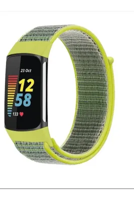 MarkaCase Fitbit Charge 5 İçin Dokuma Kordon - Neon Yeşili