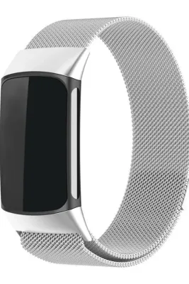 MarkaCase Fitbit Charge 6 Için Manyetik Metal Saat Kordonu - Gümüş