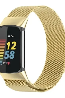 MarkaCase Fitbit Charge 6 Için Manyetik Metal Saat Kordonu - Gold