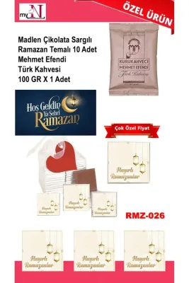 Madlen Çikolata Sargılı Ramazan Temalı 10 Adet - Mehmet Efendi Türk Kahvesi 100 GR X 1 Adet